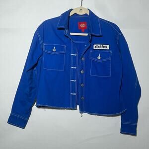 Dickies Blue Jean Crop Denim Jacket Logo Womens Size S Casual Y2K